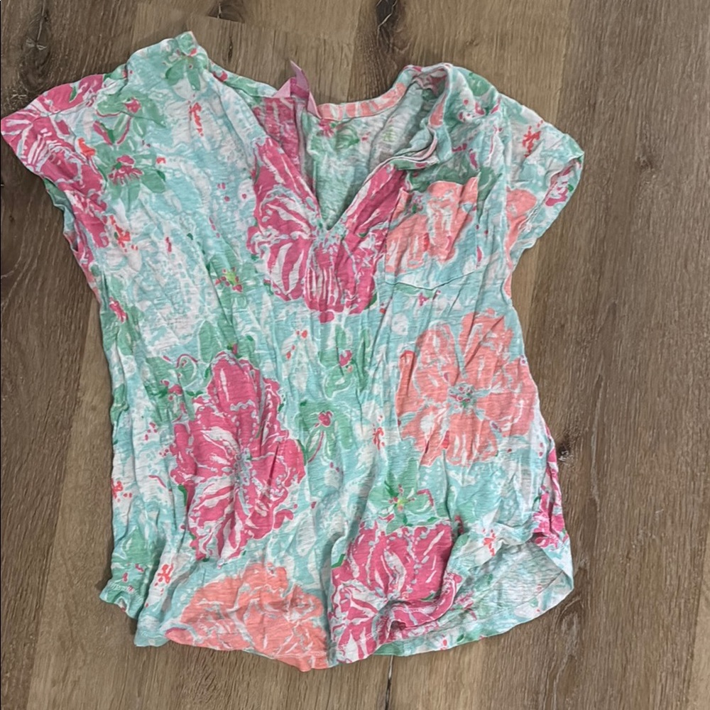 Lilly Pulitzer Floral Print Top in Pink and Green